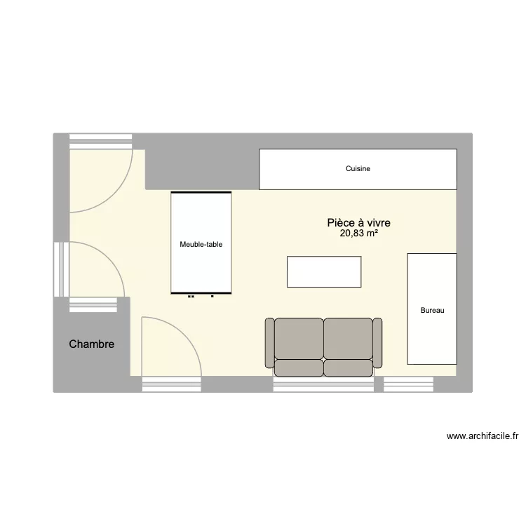Terra Uva - Pi&egrave;ce &agrave; vivre "repas". Plan de 3  et 22 m²