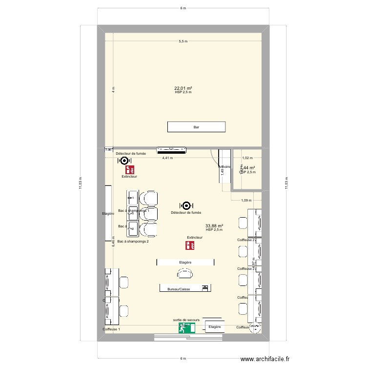 Plan t. Plan de 3 pièces et 57 m2
