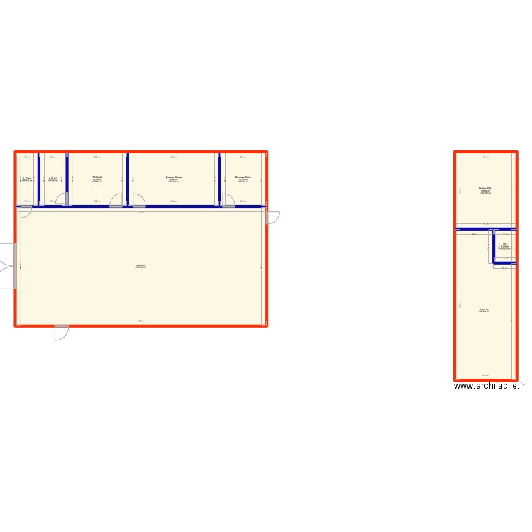Plan Bureau. Plan de 9 pièces et 244 m2