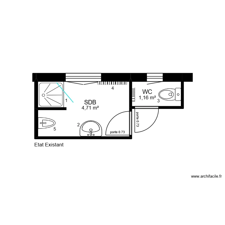 Arnault Existant. Plan de 2  et 6 m²