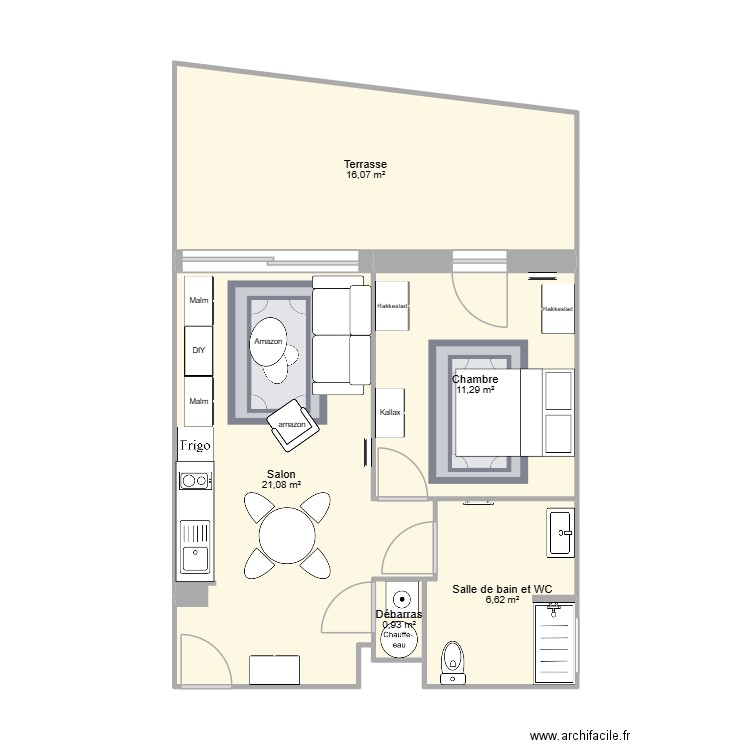 Domicile Serignan. Plan de 5 pièces et 56 m2