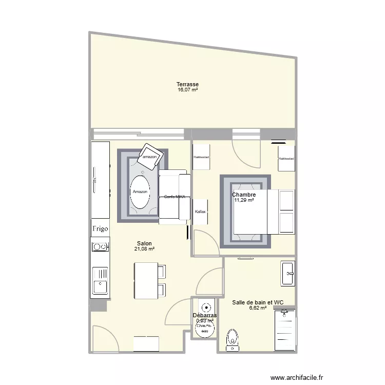 Domicile Serignan. Plan de 5  et 56 m²