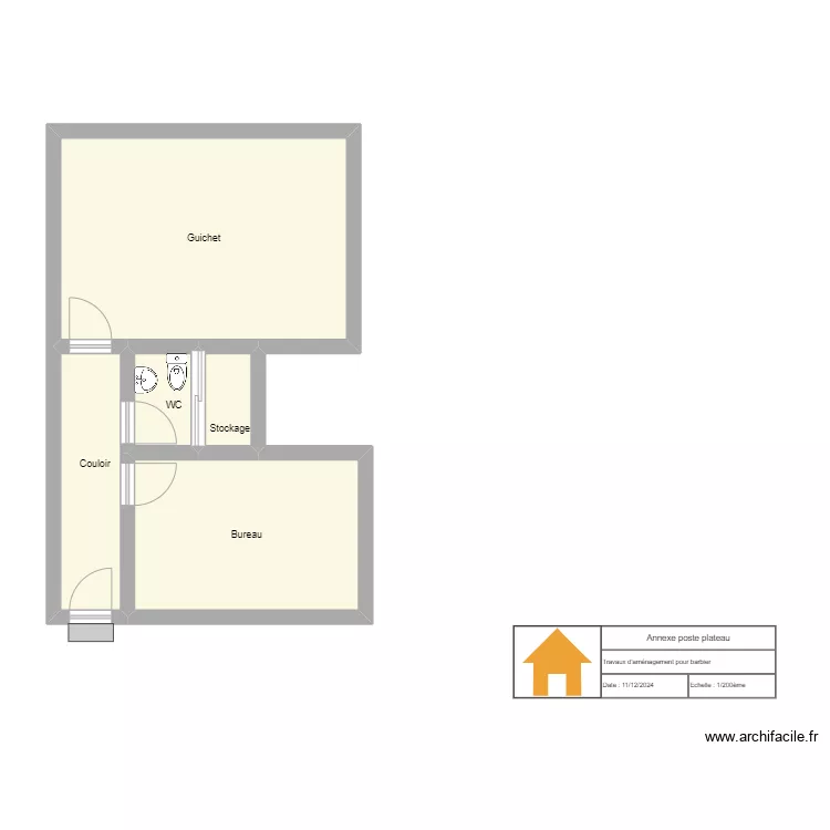 Annexe poste plateau vierge. Plan de 