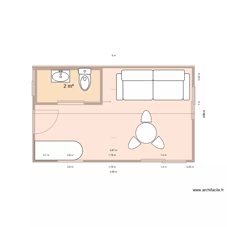DP4 Bungalow 12m2 + Face v2. Plan de 1  et 2 m²