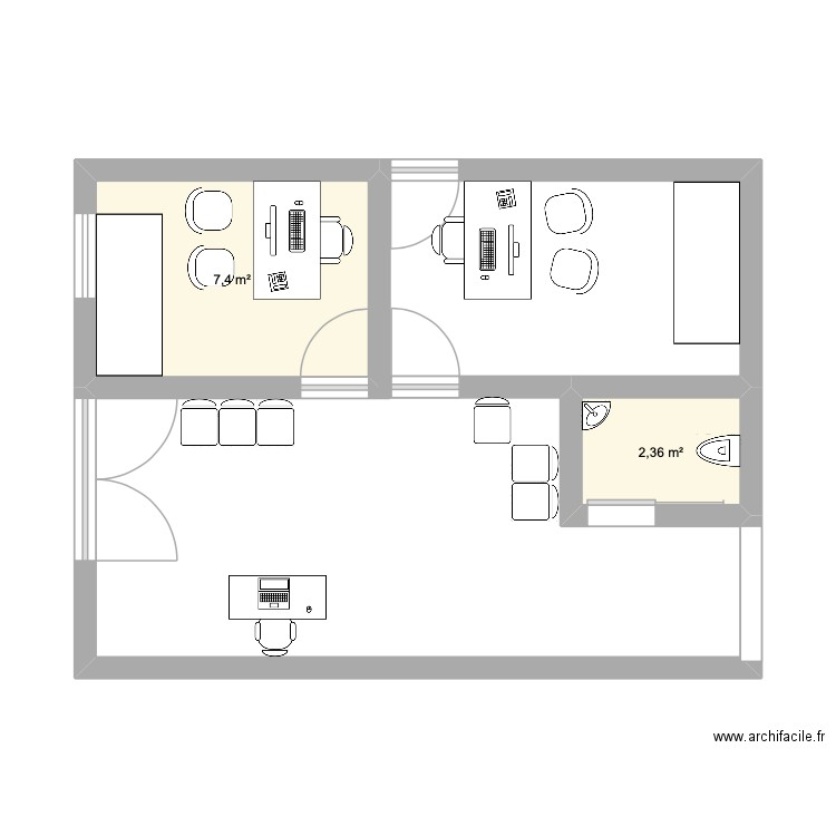 LOCAL PRO. Plan de 2 pièces et 10 m2