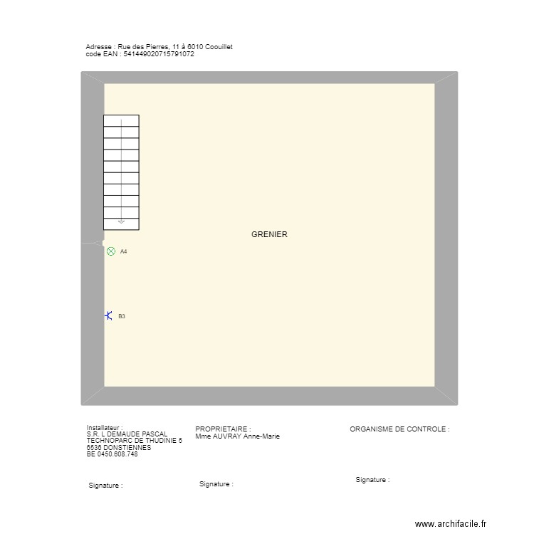 AUVRAY3. Plan de 1 pièce et 52 m2