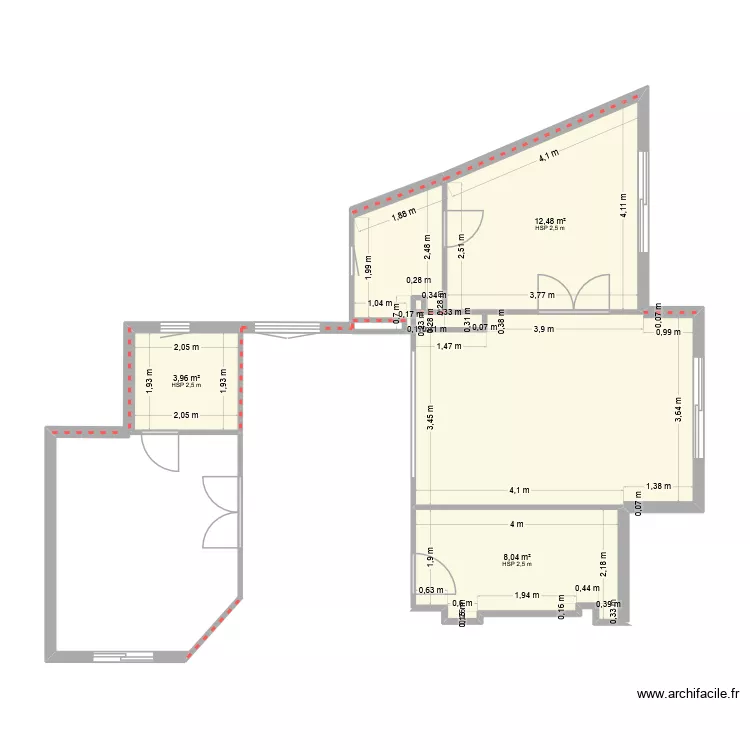 Plan existant Caroll Provost V1. Plan de 5  et 49 m²