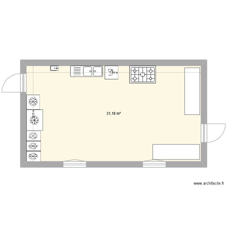 Mantellerie. Plan de 1 pièce et 31 m2