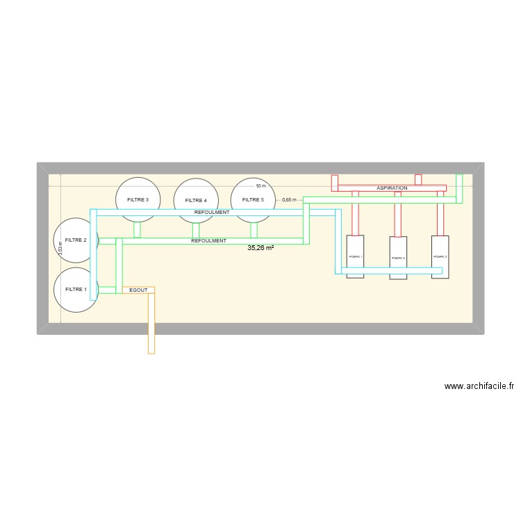 LT SAINT LOUIS. Plan de 1 pièce et 35 m2