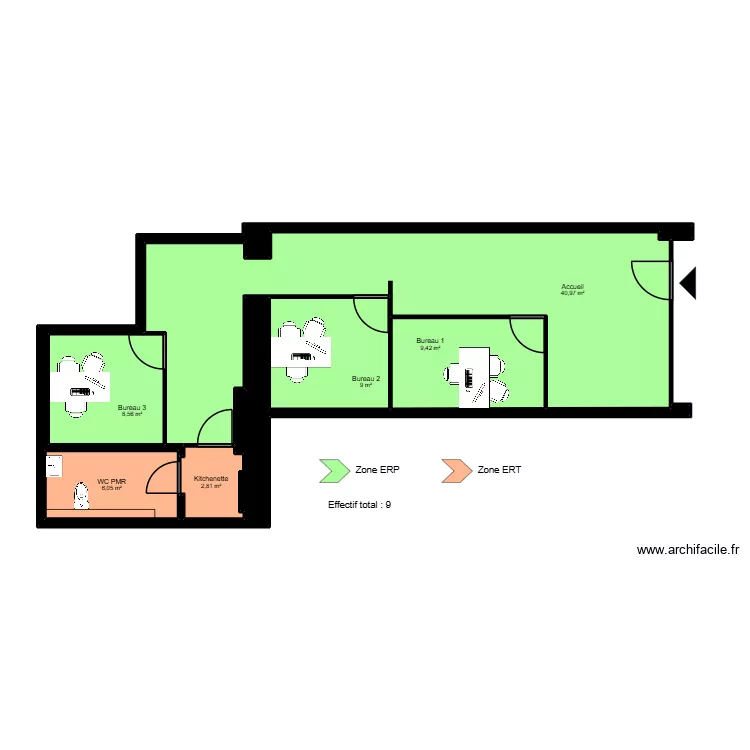 Firminy RDC - ERP. Plan de 7  et 86 m²