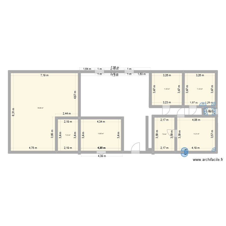 bjc. Plan de 8 pièces et 117 m2