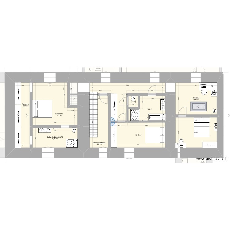 L'ISLE à modifier. Plan de 25 pièces et 424 m2