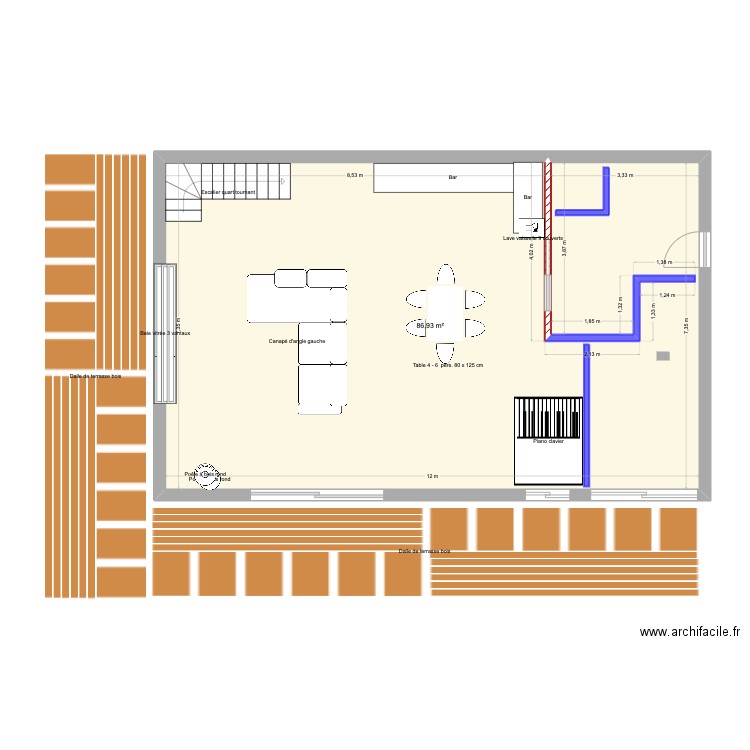 Pelvoux suite. Plan de 2 pièces et 81 m2