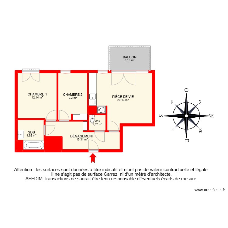 BI 27040. Plan de 12 pièces et 91 m2