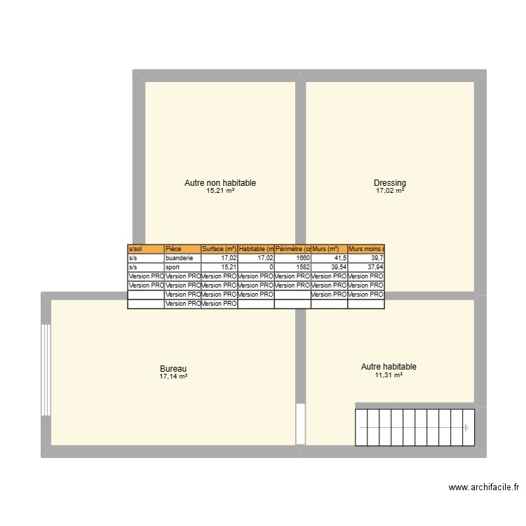 J.Monti. Plan de 4 pièces et 61 m2