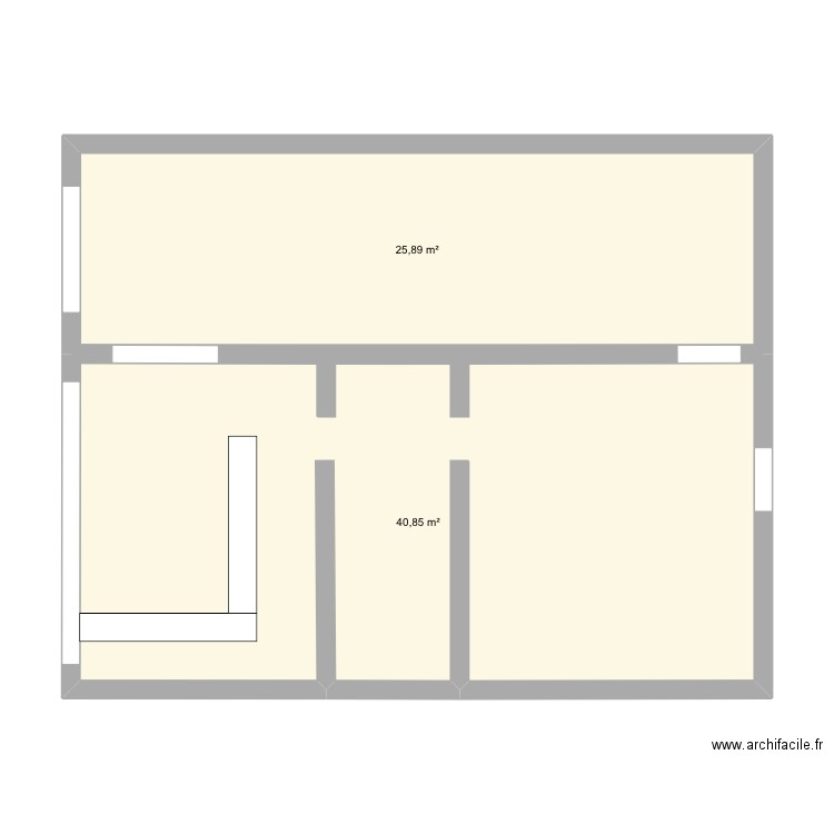 Pâtisserie Noemya. Plan de 2 pièces et 67 m2