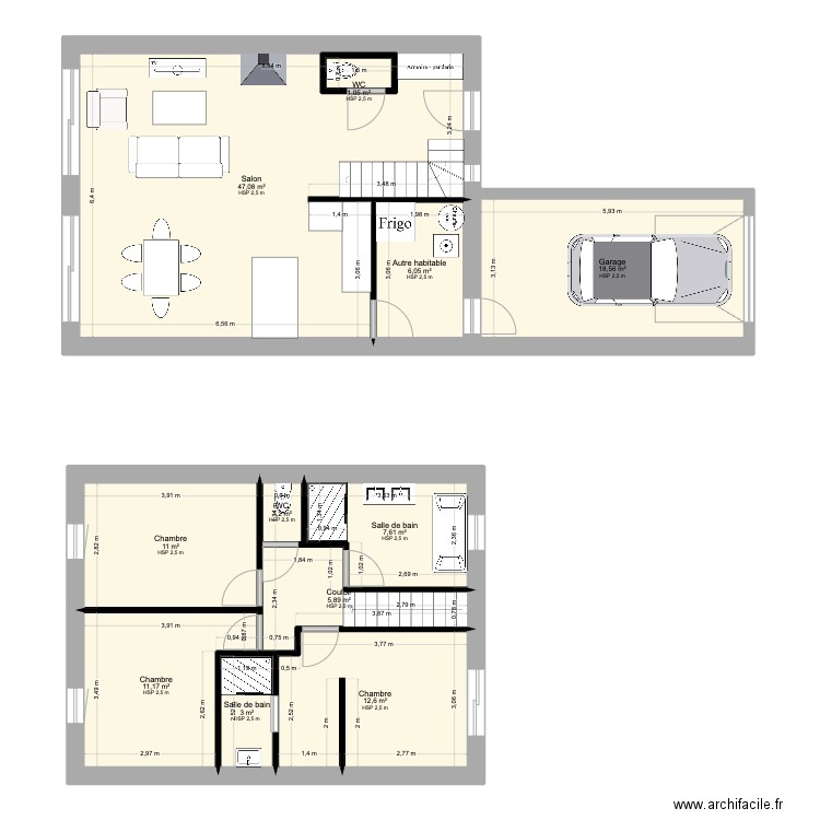 Maison coueron. Plan de 11 pièces et 127 m2