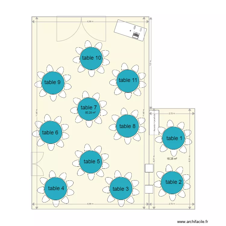 LUCY ET STEPHEN PLAN A en salle 11 TABLES OCTO 88 PAX. Plan de 