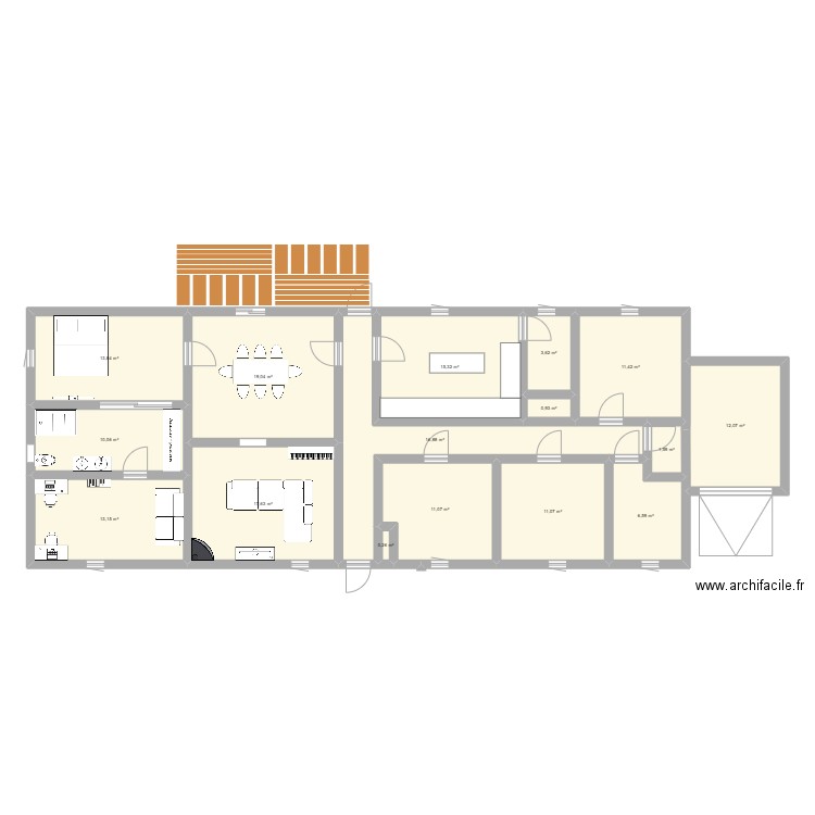 maison v3. Plan de 16 pièces et 165 m2