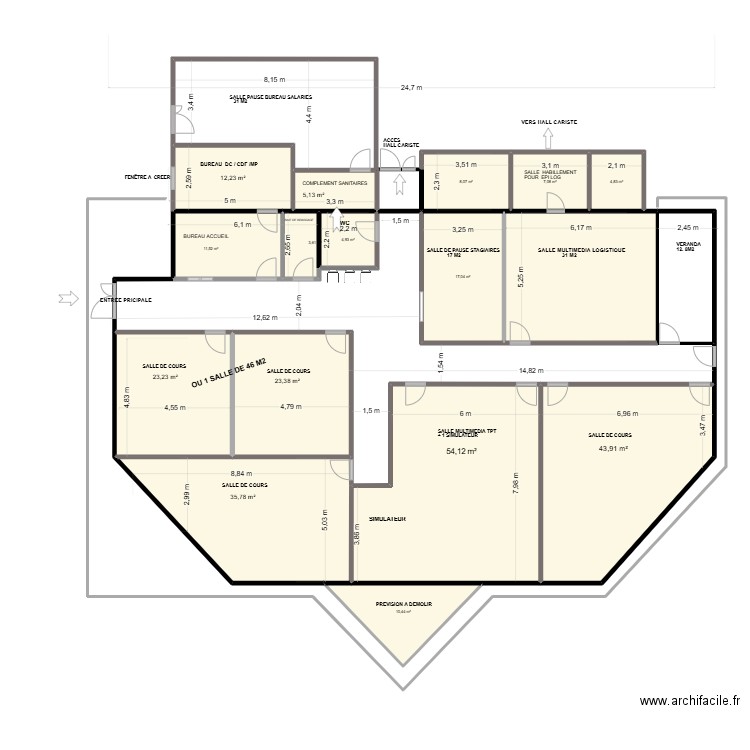St Martin de Valgagues Tertiaire 1. Plan de 16 pièces et 298 m2