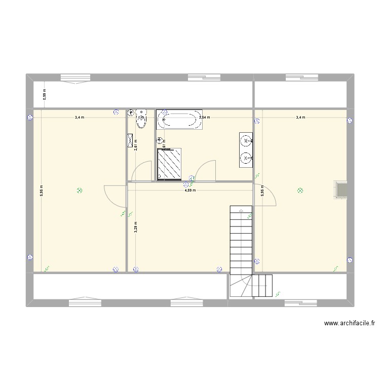 trugalle 2023 Etage Projet 3 avec electricite. Plan de 9 pièces et 90 m2