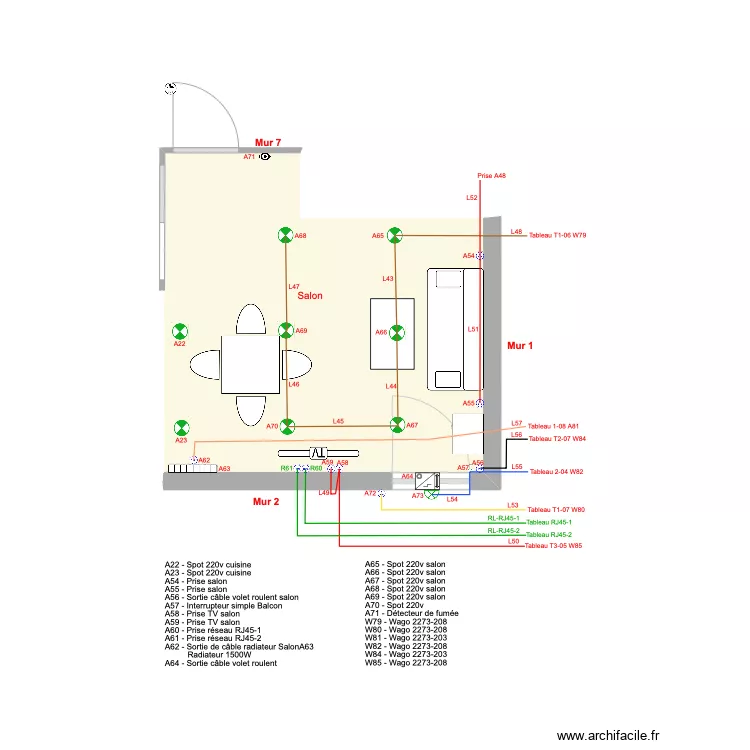 Appt Fred - Plan 7 - Électricité salon - 2023-12-17-18h57. Plan de Appt Fred - Plan 7 - Électricité salon - 2023-12-17-18h57. Plan de