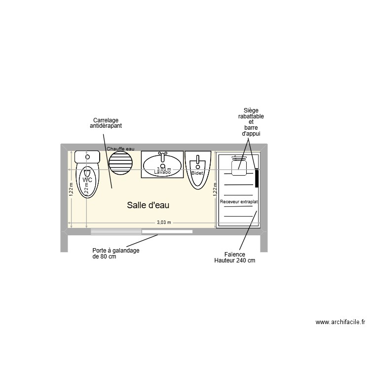 BIETTRON adaptation. Plan de 1 pièce et 4 m2