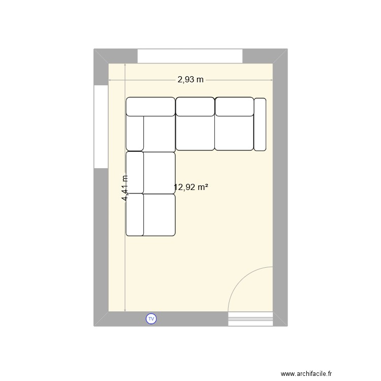 salon. Plan de 1 pièce et 13 m2