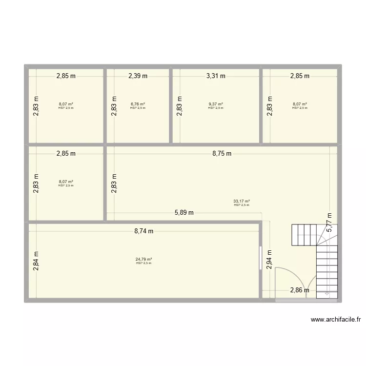 rc 22. Plan de 7  et 98 m²