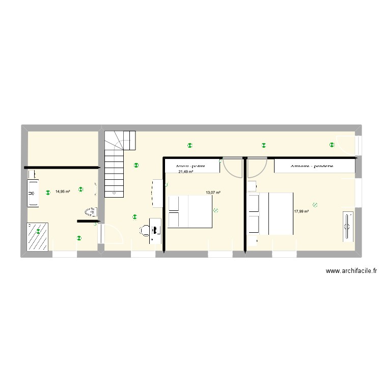 ETAGE ARTHUR. Plan de 4 pièces et 68 m2