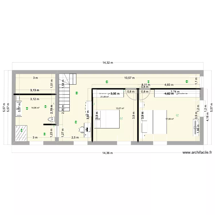 ETAGE ARTHUR. Plan de 4 pièces et 68 m²