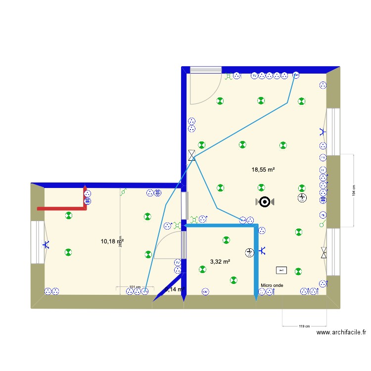 Louis Pasteur 2 RJ45 . Plan de 4 pièces et 32 m2