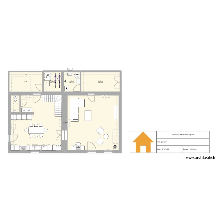 Tresses, Maison du parc. Plan de 7 pièces et 179 m2