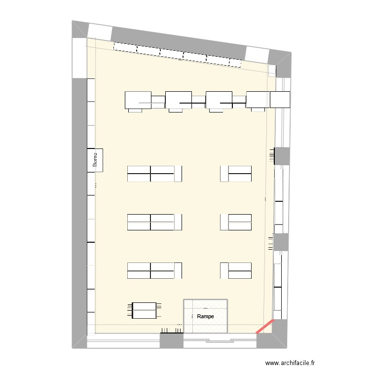 Comptoir G2. Plan de 2 pièces et 64 m2