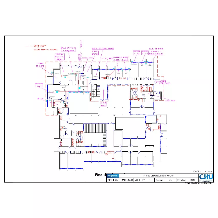 CHU B&acirc;timent P4 RDC. Plan de 