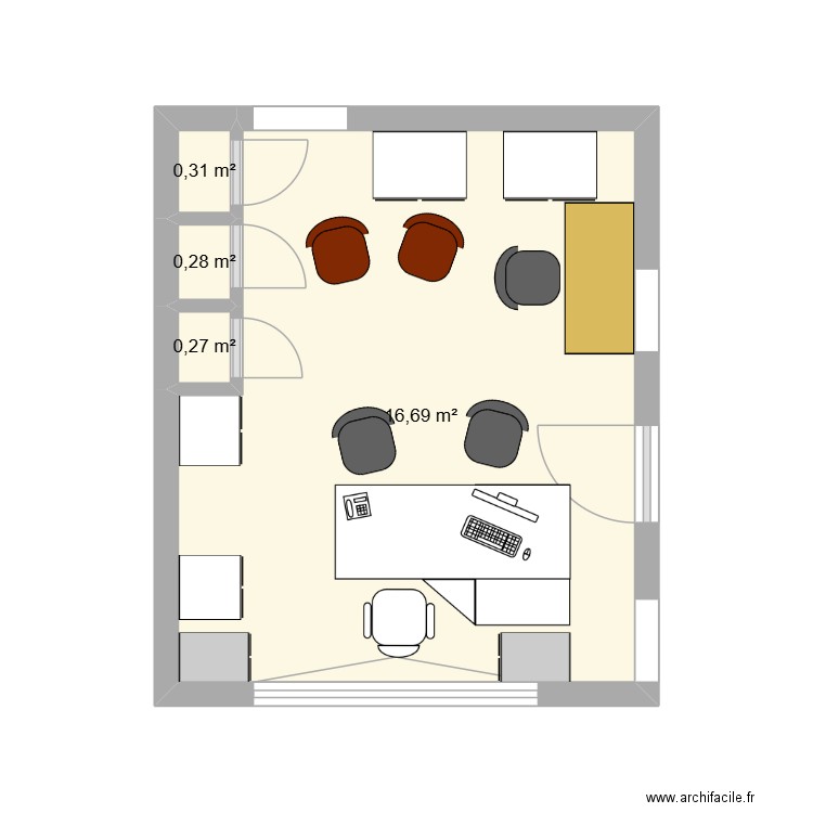 Bureau / accueil Clairière. Plan de 4 pièces et 18 m2
