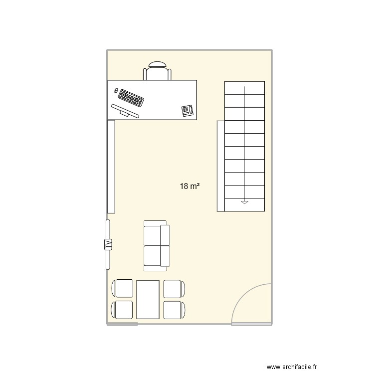 shop. Plan de 1 pièce et 18 m2