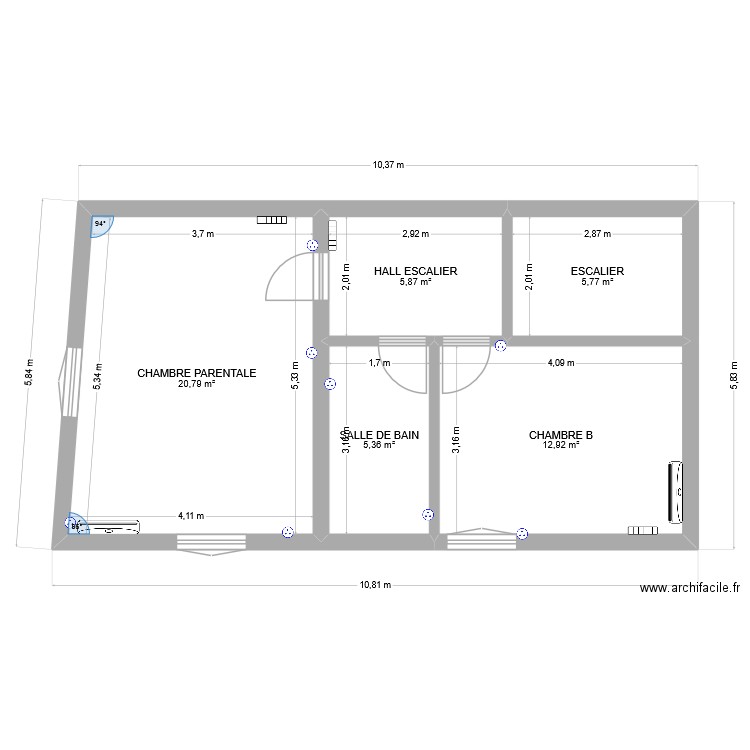 PLAN R+2 BEDARRIDES. Plan de 5 pièces et 51 m2