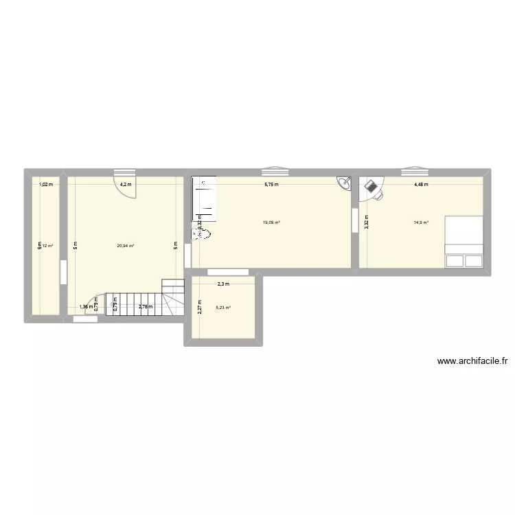 chatier manonville. Plan de 5  et 65 m²