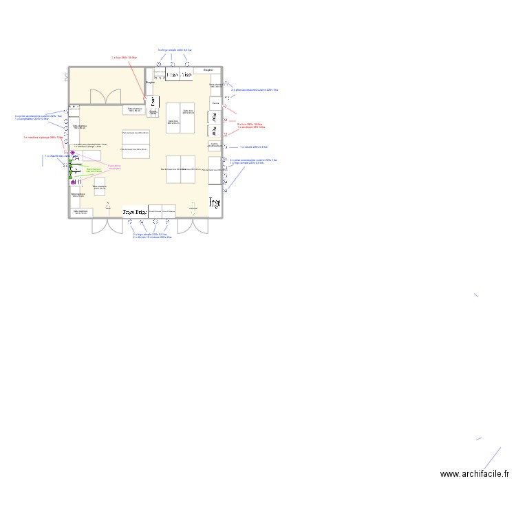 Cuisine EVIAN. Plan de 2 pièces et 100 m2