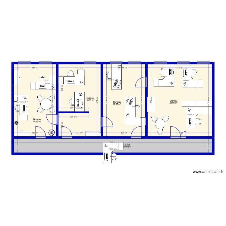 440 PIA. Plan de 5 pièces et 104 m2