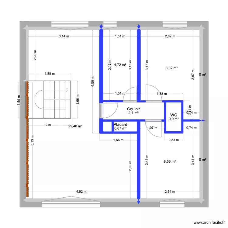 PLAN_N1_MAISON_LE_BUGUE_PEINTURE_FA&Iuml;ENCE. Plan de 9 pièces et 51 m²