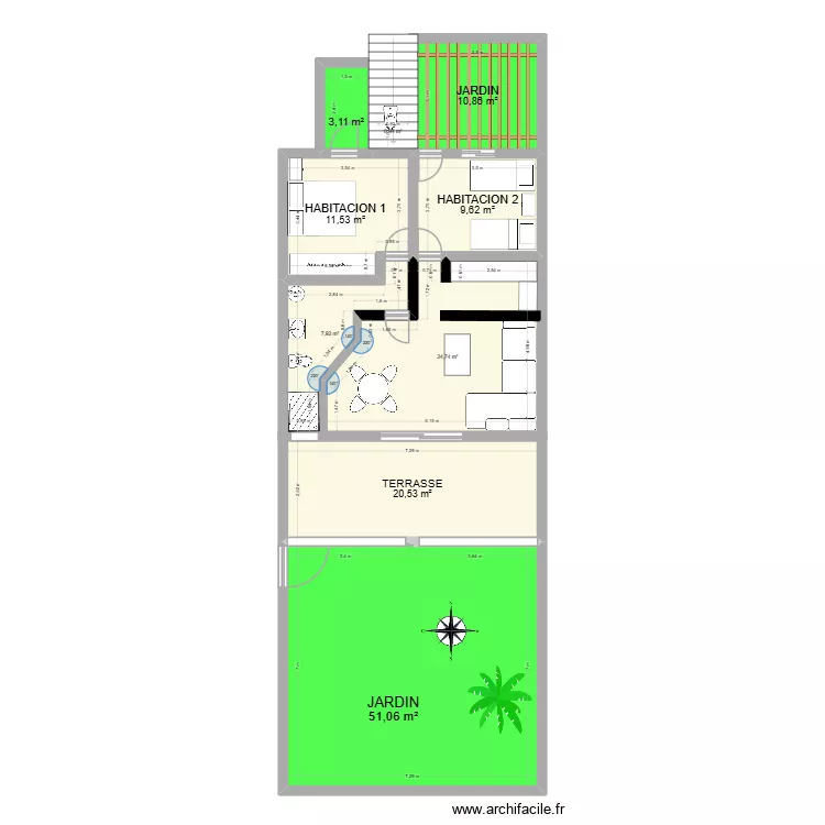 laplantation1. Plan de 9  et 140 m²