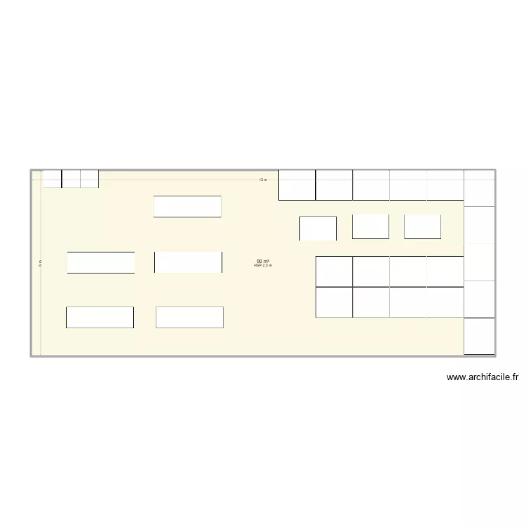 Projet 6x15. Plan de 1  et 90 m²