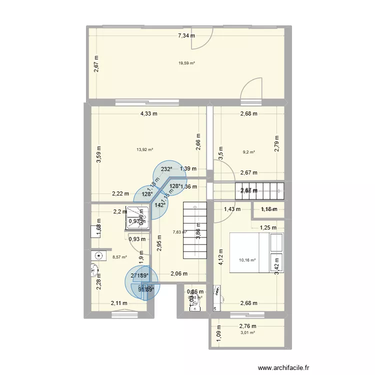 Marc RDC. Plan de 10  et 74 m²