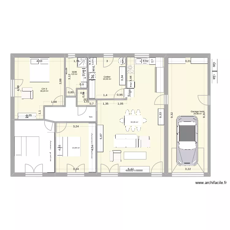 Maison au 60e 04 01 2026 16H26. Plan de 7 pièces et 120 m²