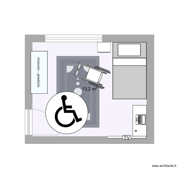 leea. Plan de 1 pièce et 13 m2