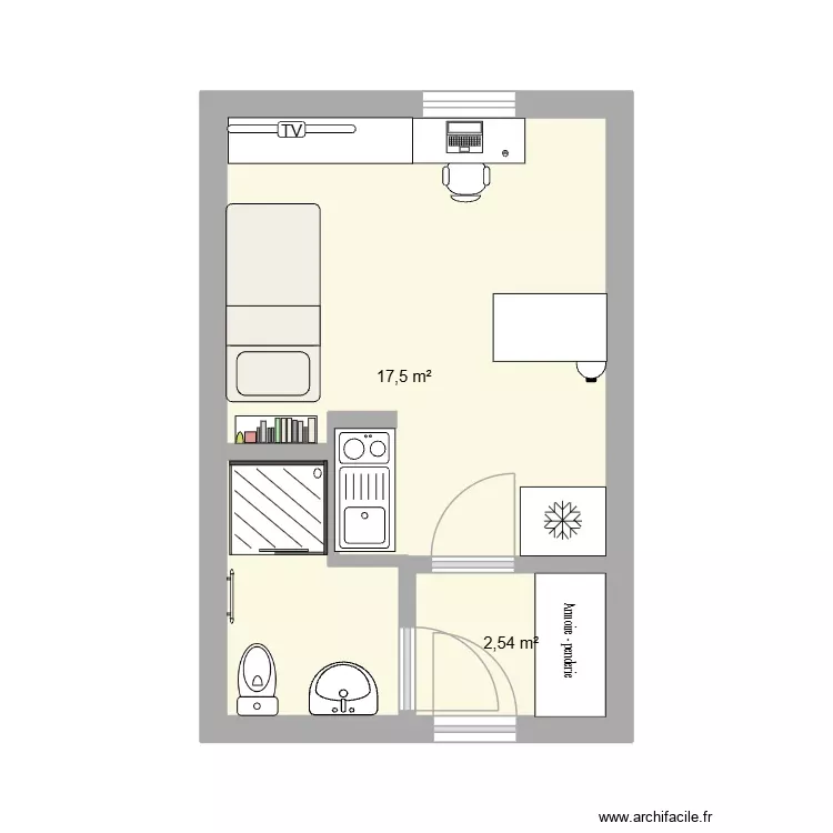 Appart Mat&eacute;o. Plan de 2 Pièces et 20 m²