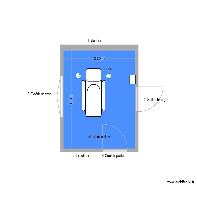 50439 Cabinet 5. Plan de 1 pièce et 9 m2