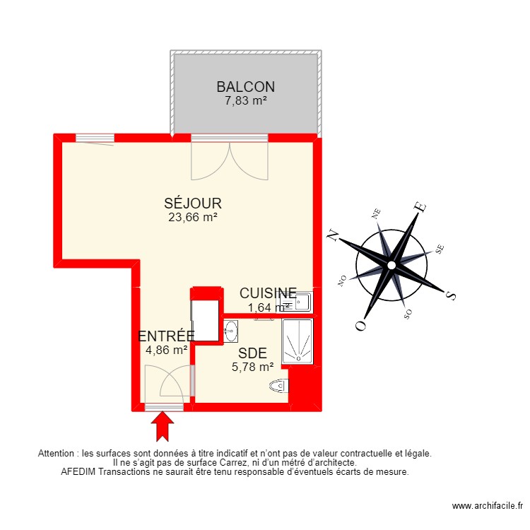 BI 18084 - . Plan de 7 pièces et 44 m2